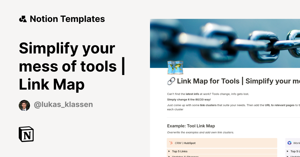 Simplify your mess of tools | Link Map Template | Notion Marketplace
