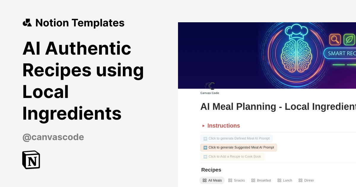 AI Authentic Recipes using Local Ingredients Template | Notion Marketplace