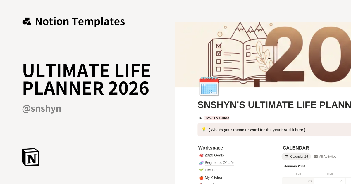 ULTIMATE LIFE PLANNER 2026 Template | Notion Marketplace