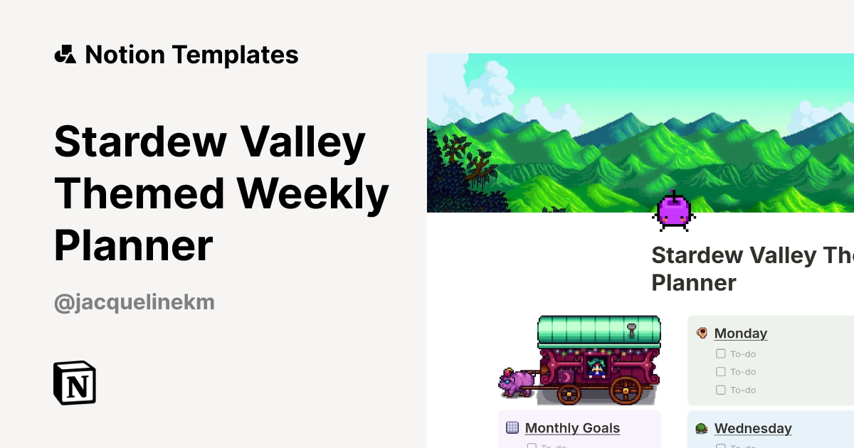 Stardew Valley Themed Weekly Planner Template | Notion Marketplace
