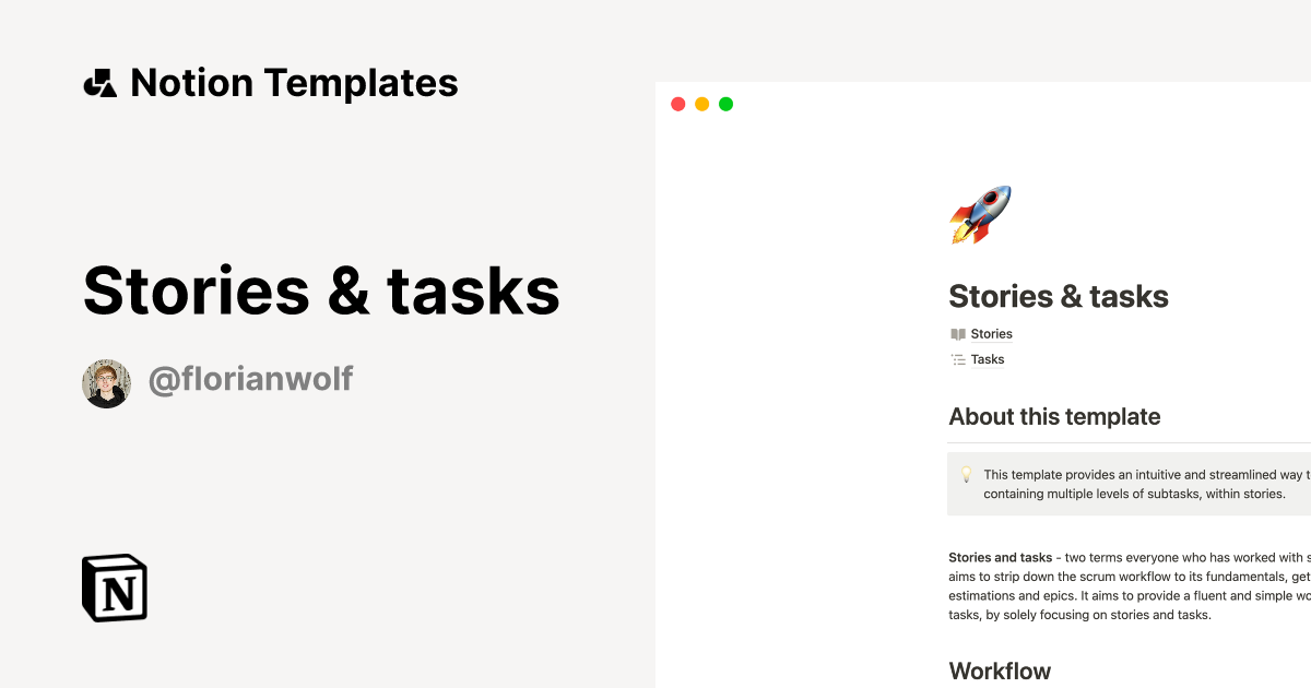 Stories & tasks Template | Notion Marketplace