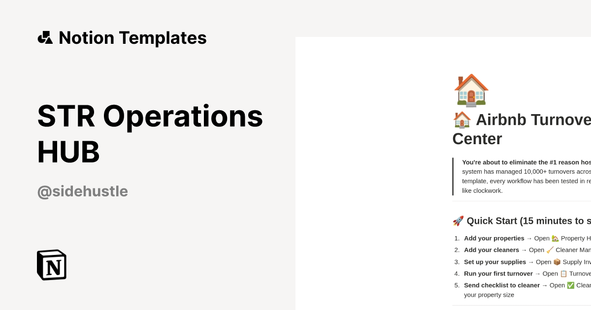 STR Operations HUB Template | Notion Marketplace