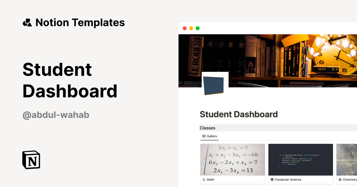 Student Dashboard Template Notion Marketplace
