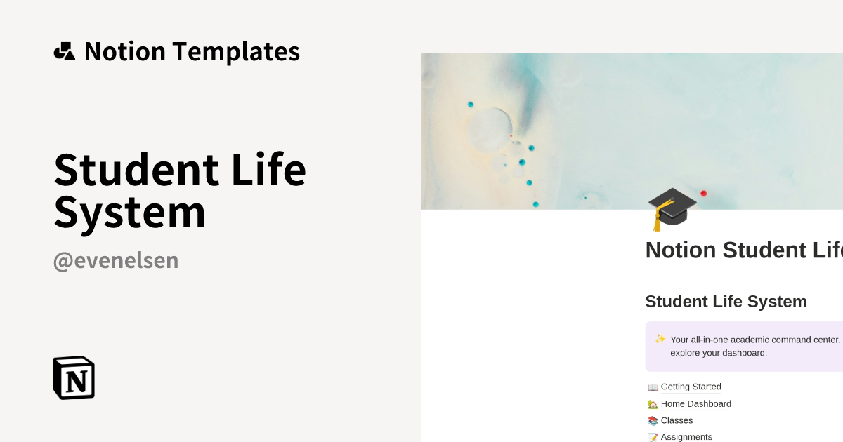 Student Life System Template by Eve Nelsen | Notion Marketplace