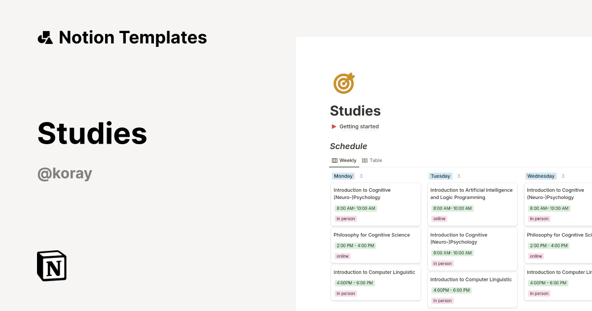 Studies Template | Notion Marketplace