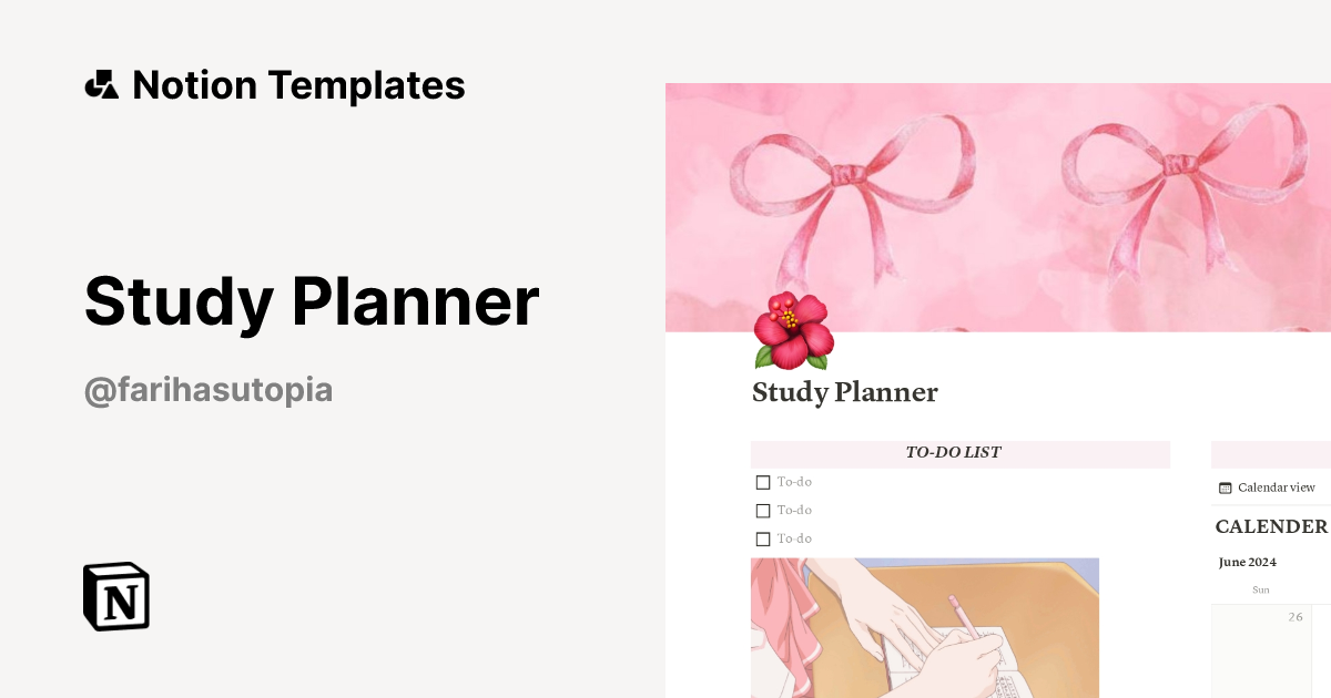 Study Planner Template by Fariha's Utopia | Notion Marketplace