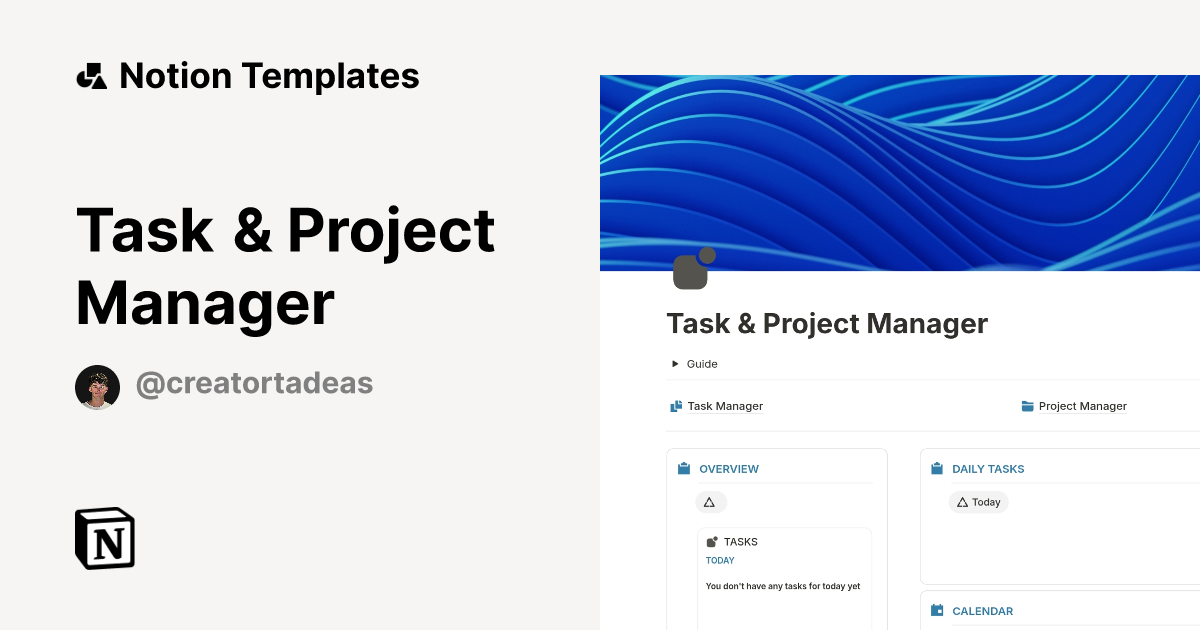 Task & Project Manager Template | Notion Marketplace