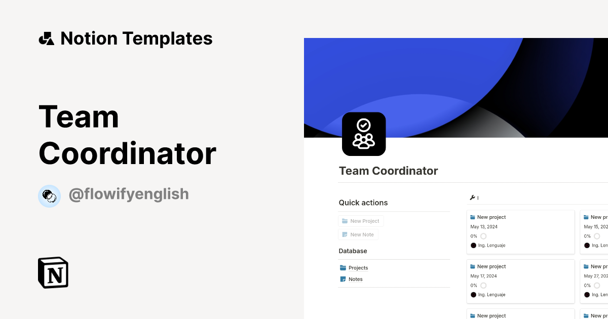 Team Coordinator Template by Flowify English Notion Marketplace