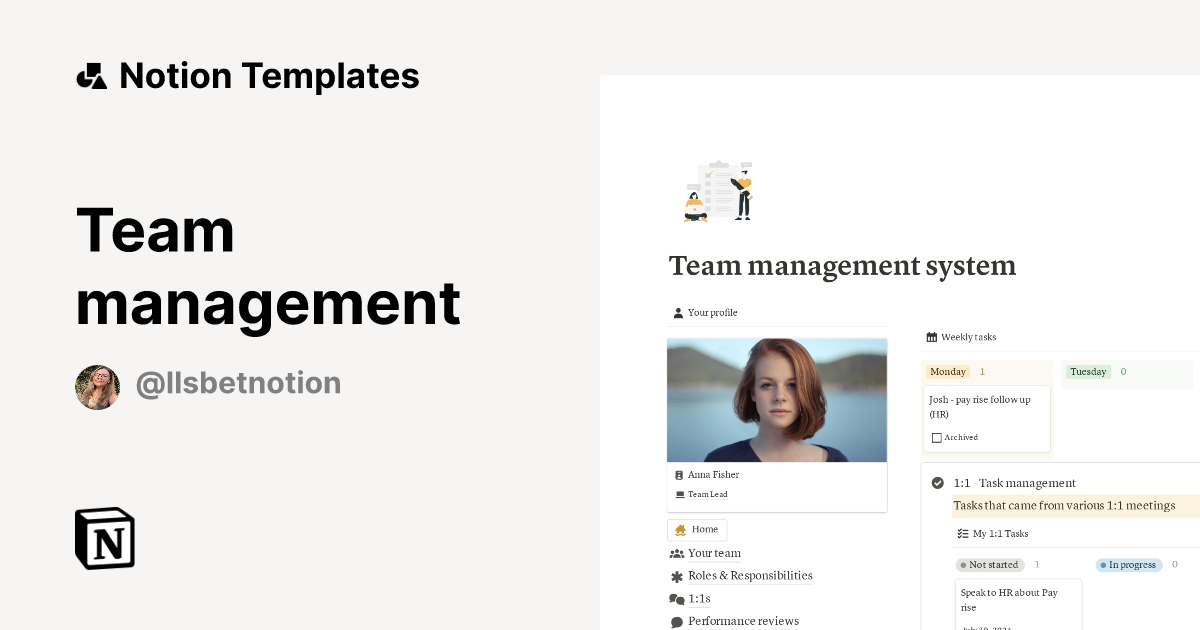Team management Template Notion Marketplace