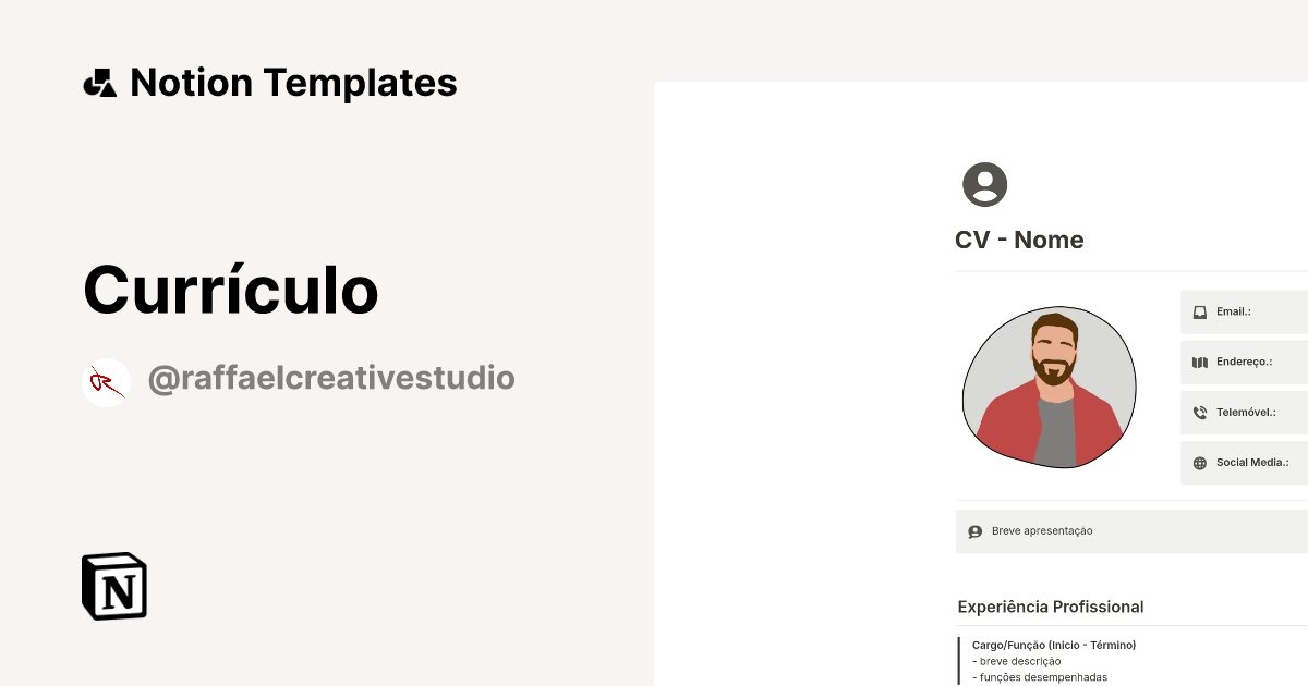 Currículo Template Notion Marketplace