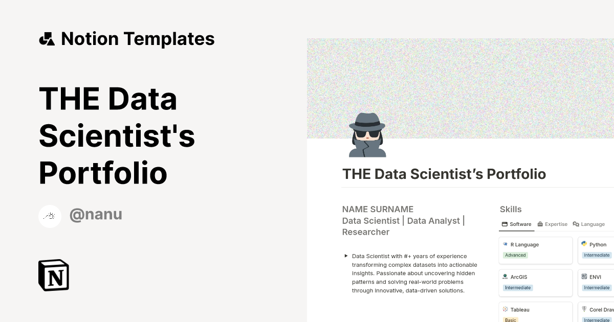 THE Data Scientist's Portfolio Template by Nanu | Notion Marketplace