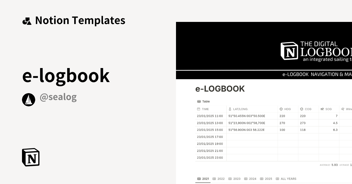 e-logbook Template by SEALOG | Notion Marketplace