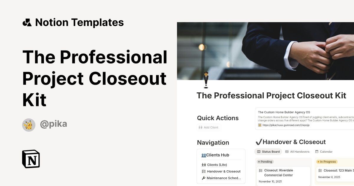 The Professional Project Closeout Kit Template | Notion Marketplace