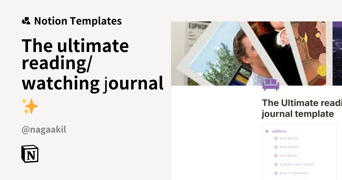 The ultimate reading/watching journal ️ Template by Naga akil | Notion ...