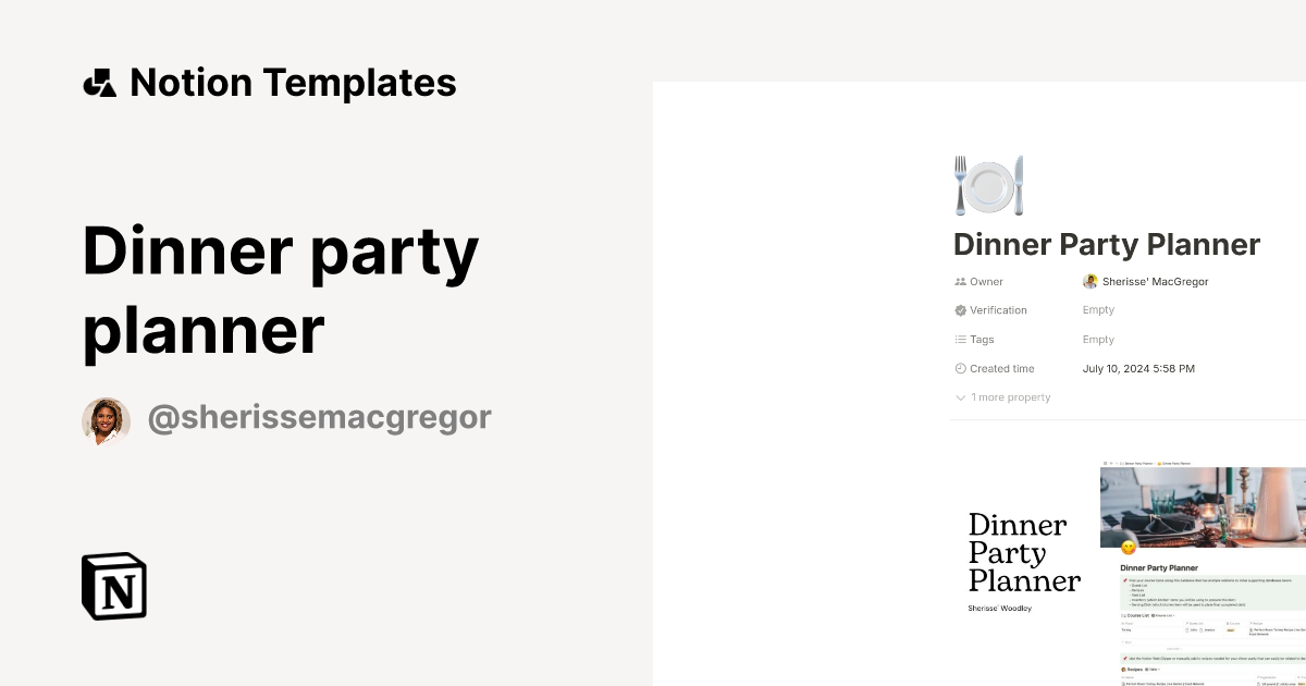 Dinner Party Planner Template By Sherisse Macgregor Notion Marketplace