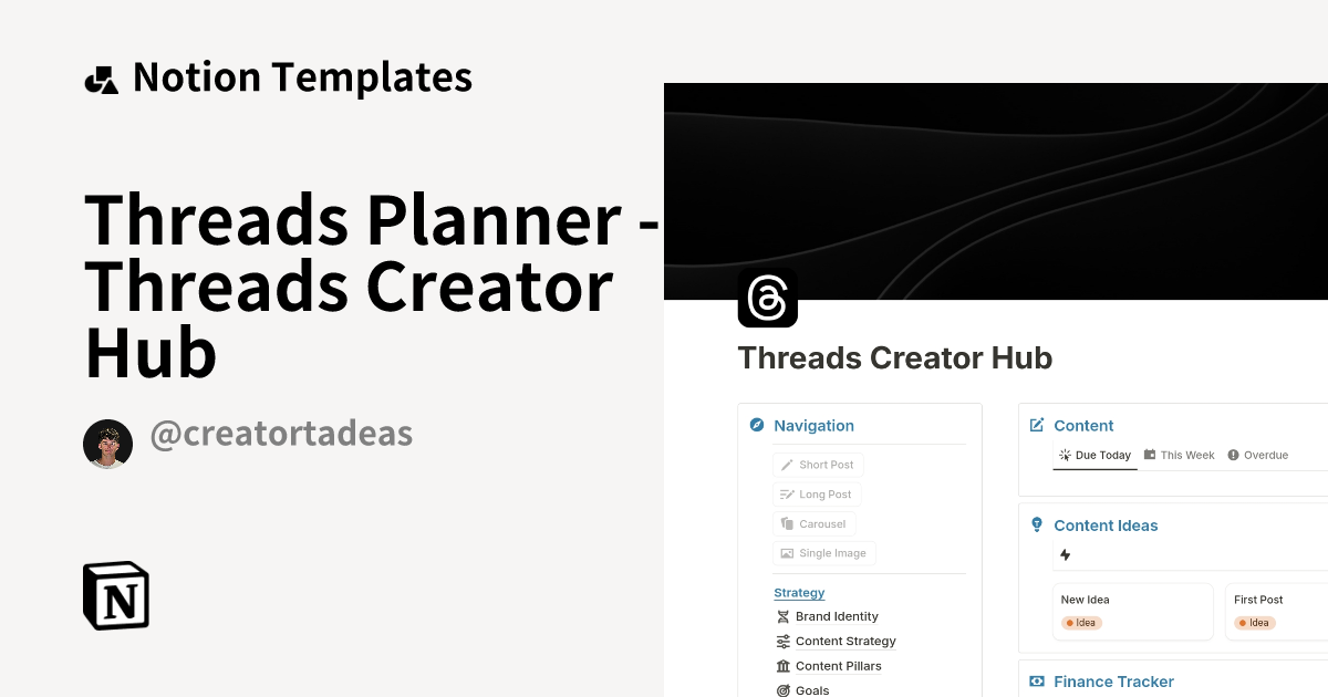 Threads Planner - Threads Creator Hub Template by Tadeas | Notion ...