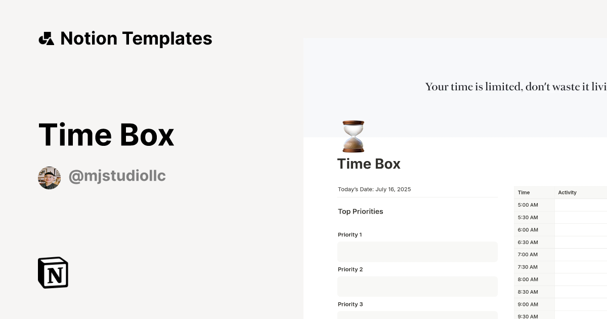 Time Box Template | Notion Marketplace
