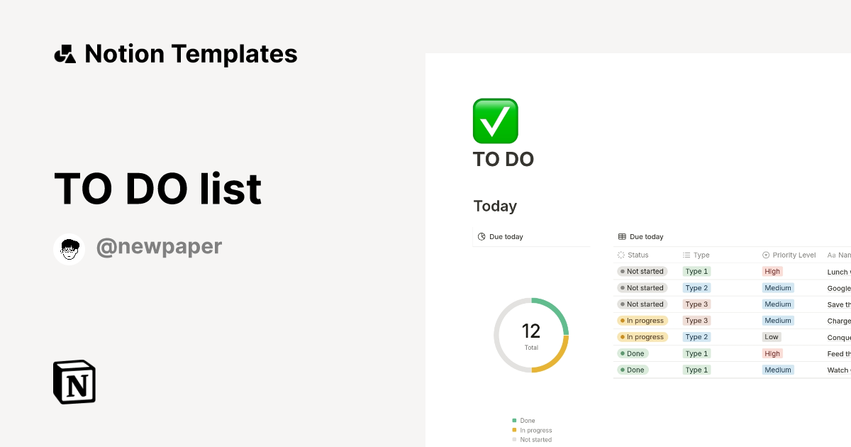 TO DO list Template by NEWPAPER Notion Marketplace