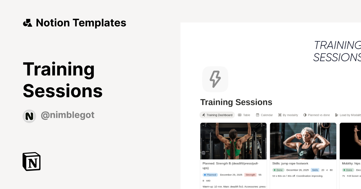 Training Sessions Template | Notion Marketplace