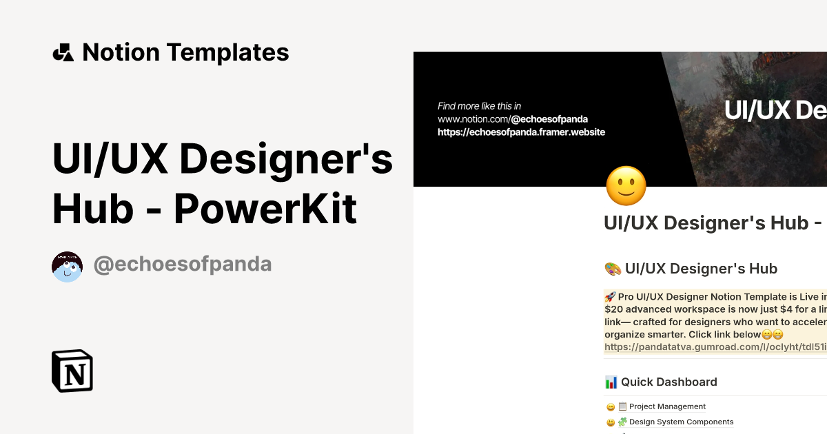 UI/UX Designer's Hub - PowerKit Template by Echoes of Panda🐼 | Notion ...