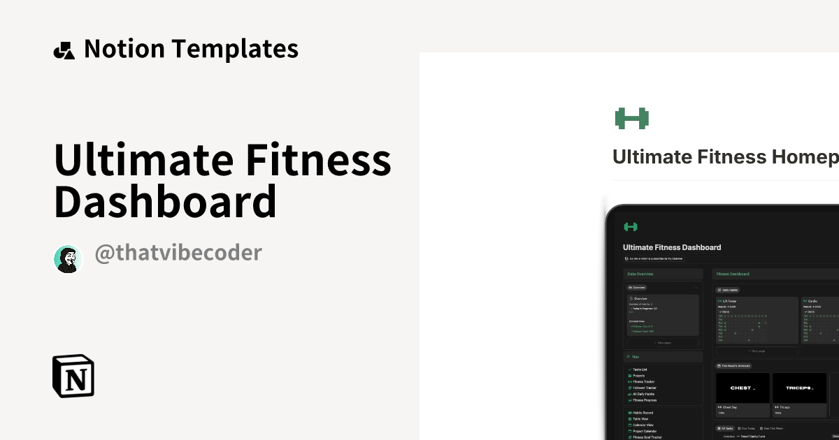 Ultimate Fitness Dashboard Template | Notion Marketplace
