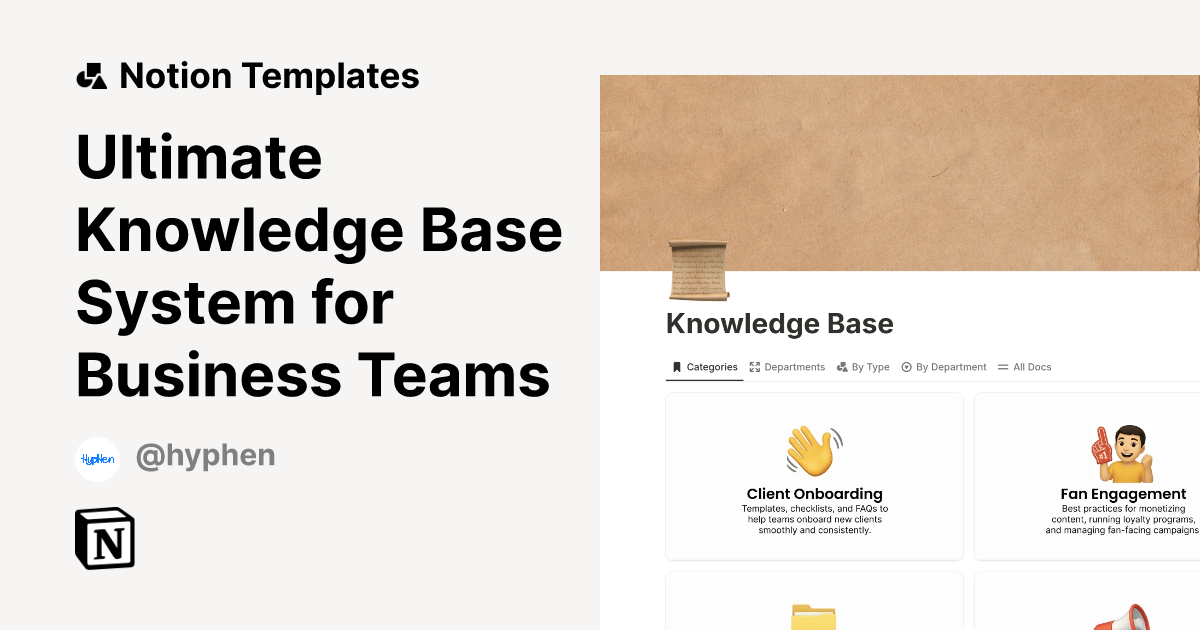 Ultimate Knowledge Base System for Business Teams Template | Notion ...