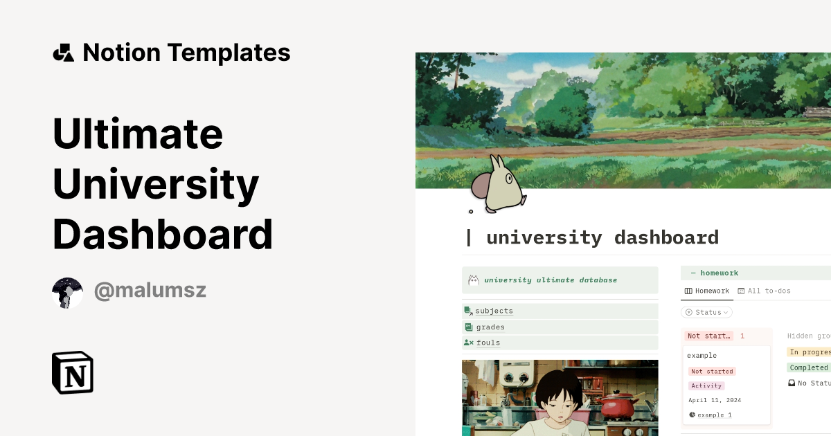 Ultimate University Dashboard Template | Notion Marketplace