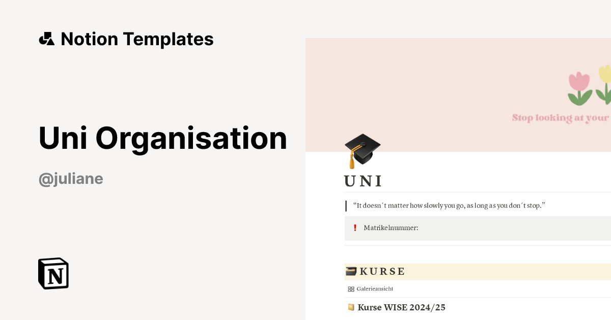 Uni Organisation Template by Juliane | Notion Marketplace