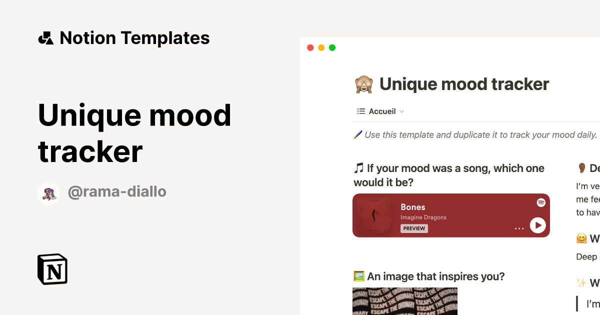 Unique mood tracker Template Notion Marketplace