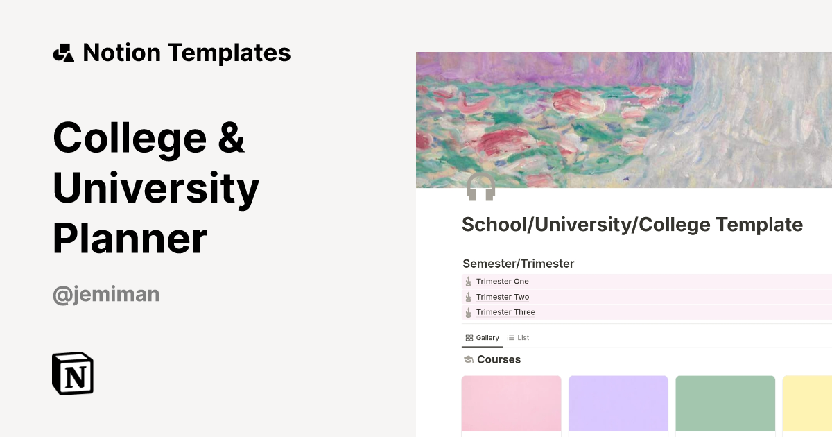 College & University Planner Template | Notion Marketplace