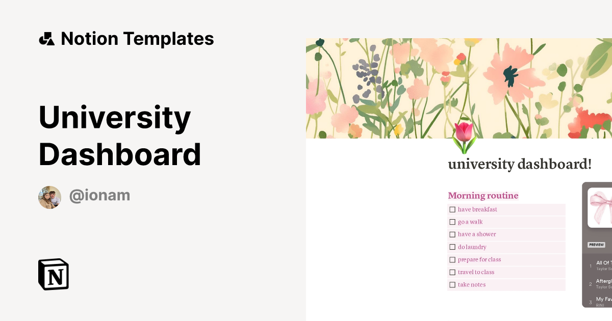 University Dashboard Template | Notion Marketplace