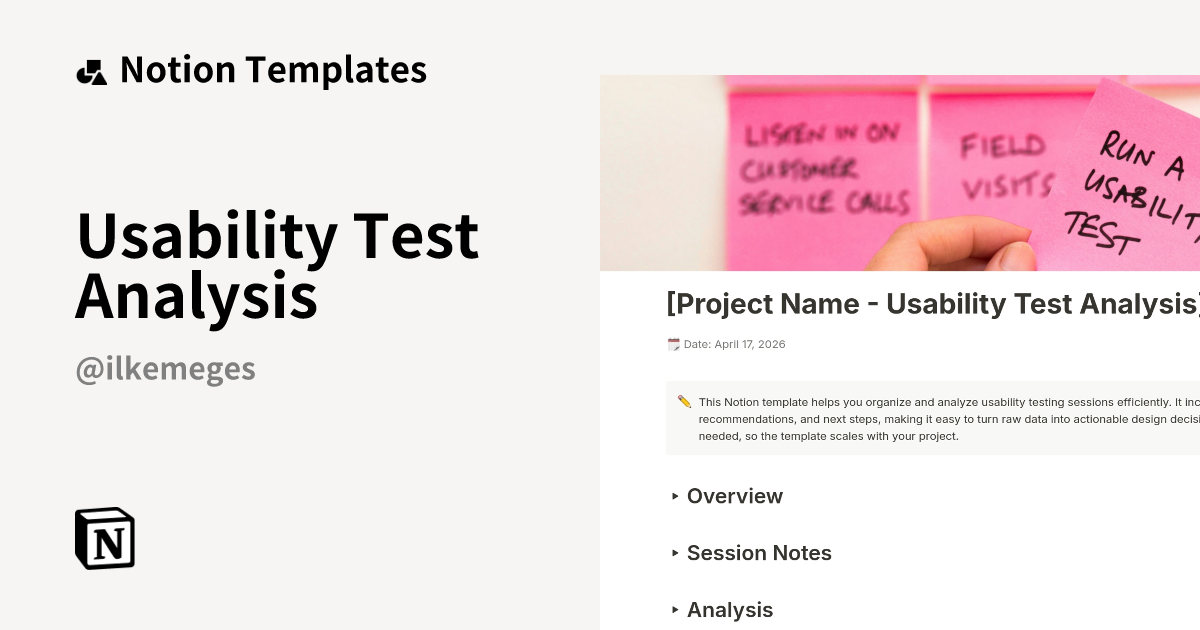 Usability Test Analysis Template | Notion Marketplace