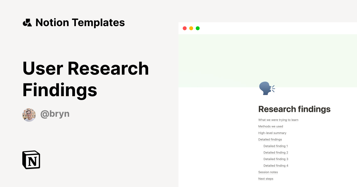 User Research Findings Template | Notion Marketplace
