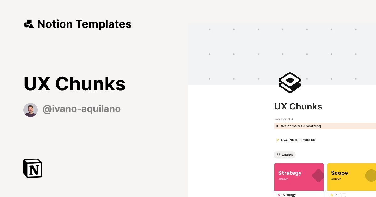 UX Chunks Template by Ivano Aquilano / UXCHUNKS.COM | Notion Marketplace