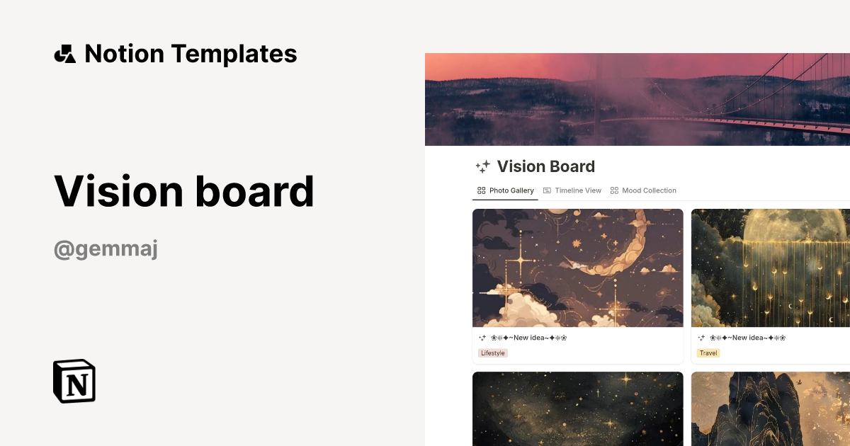 Vision board Template by Gemma Notion Marketplace