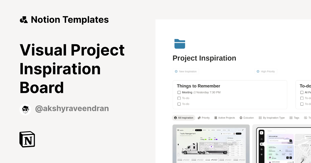 Visual Project Inspiration Board Template by Akshay Raveendran | Notion ...