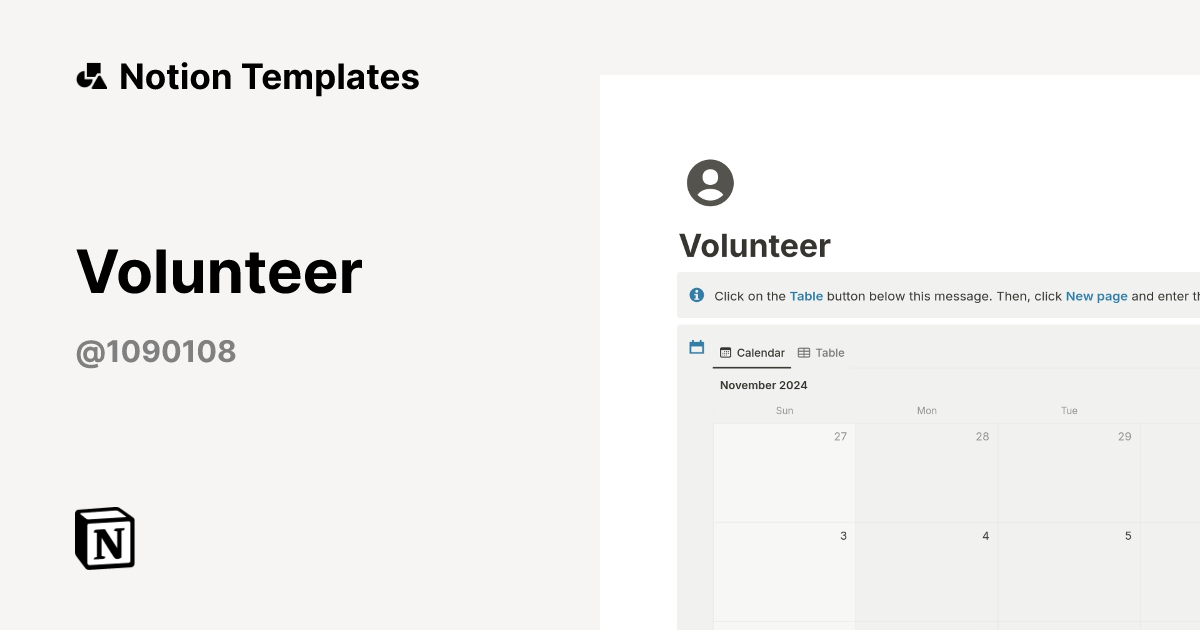 Volunteer Template | Notion Marketplace