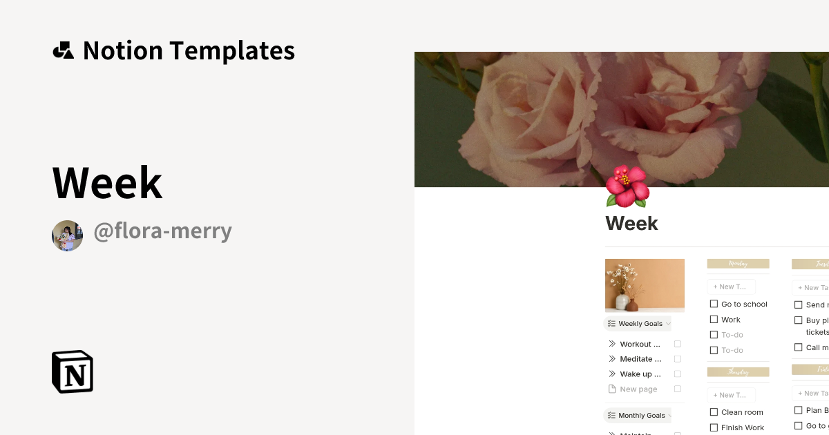 Week Template by Flora | Notion Marketplace