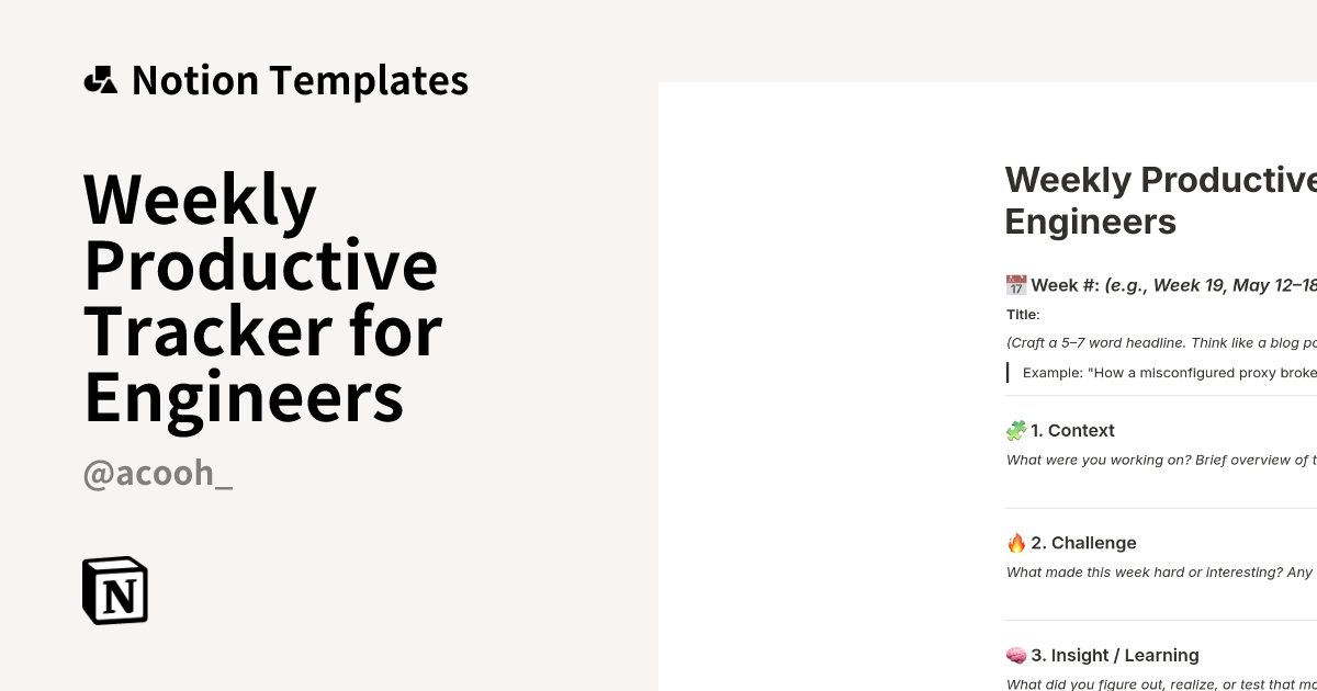 Weekly Productive Tracker for Engineers Template by Akankshya Patra ...