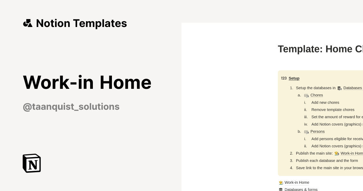Work-in Home Template | Notion Marketplace