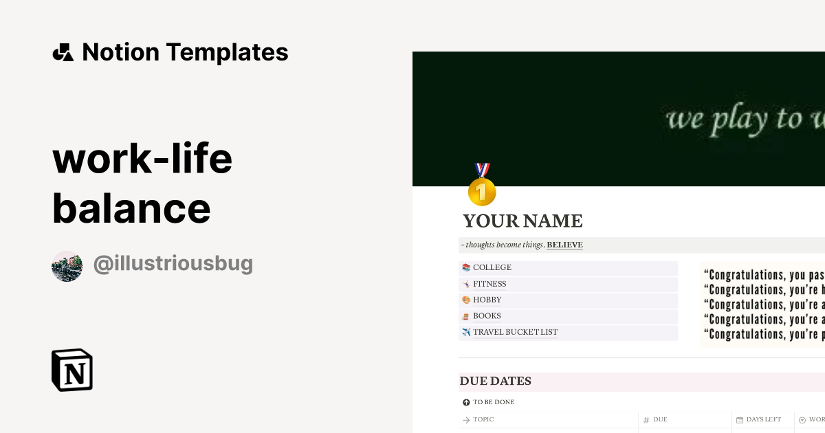 work-life balance Template by Vismaya | Notion Marketplace