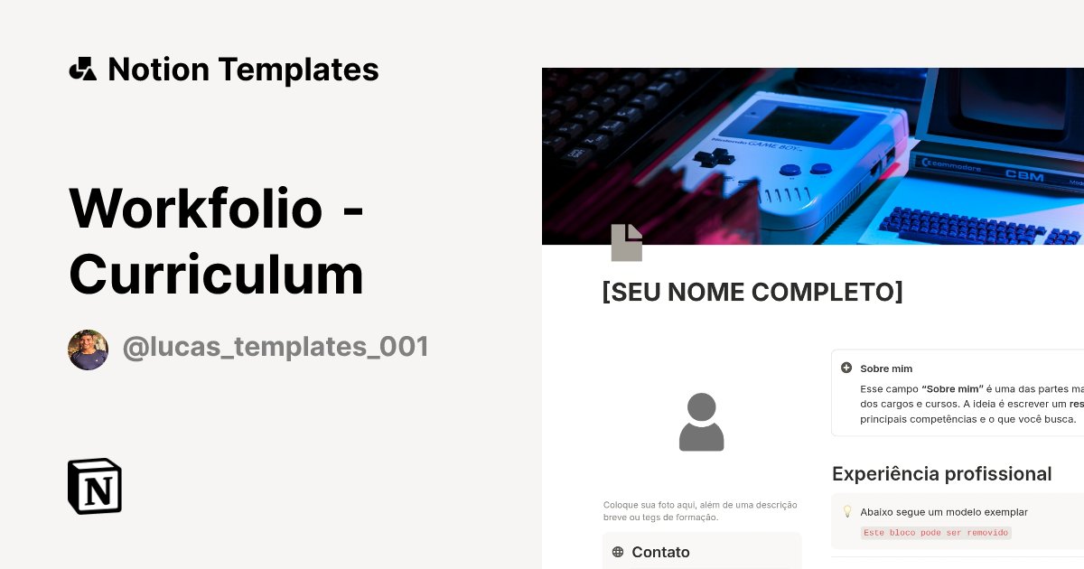 Workfolio - Curriculum Template by Neurohub - café, automações e rotina ...