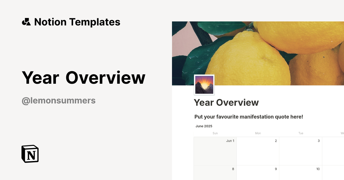 Year Overview Template by Soft Summers Studio | Notion Marketplace
