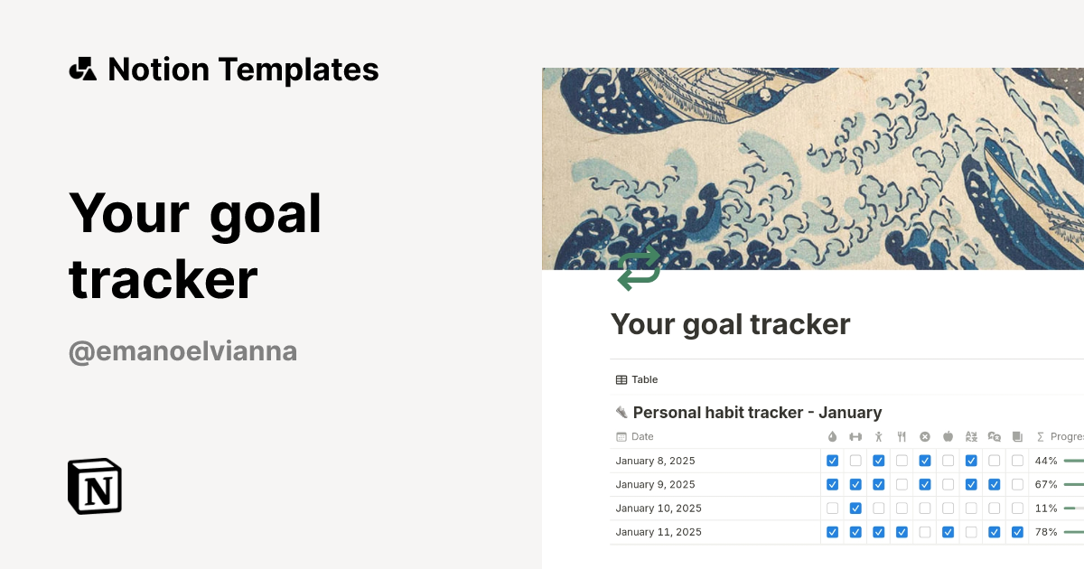 Your goal tracker Template | Notion Marketplace
