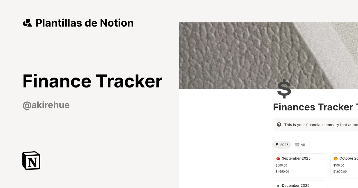 Plantilla Finance Tracker | Notion Marketplace