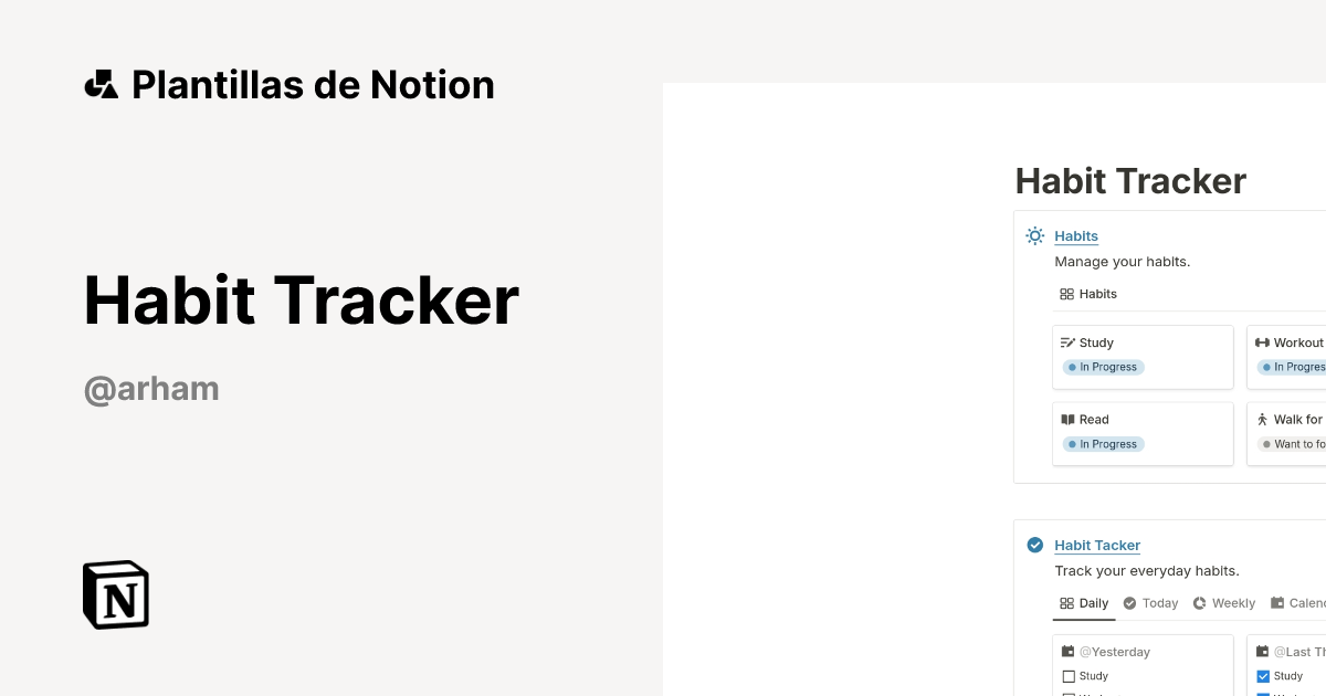 Plantilla Habit Tracker | Notion Marketplace