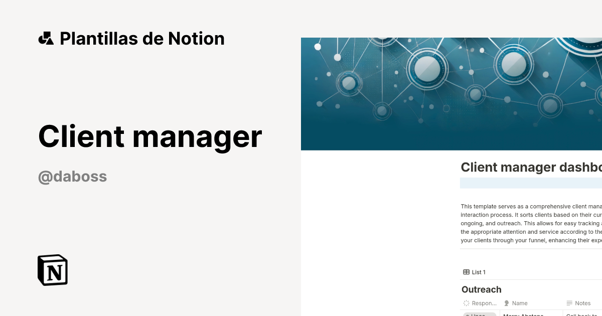 Plantilla Client manager | Notion Marketplace