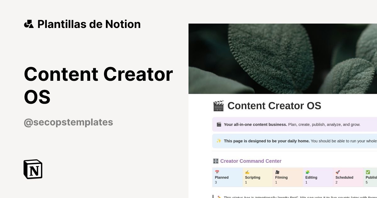 Plantilla Content Creator OS de SecOps Templates | Notion Marketplace