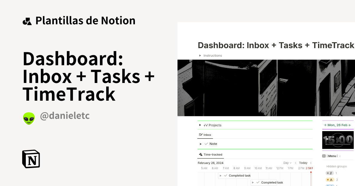 Plantilla Dashboard: Inbox + Tasks + TimeTrack | Notion Marketplace