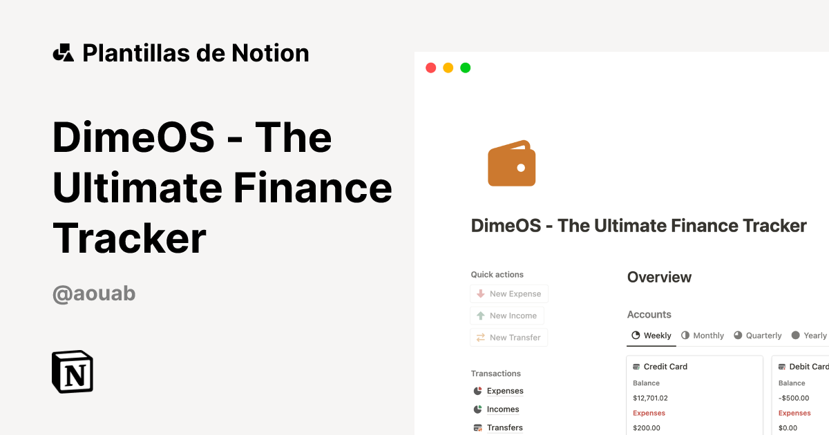 Plantilla DimeOS - The Ultimate Finance Tracker | Notion Marketplace